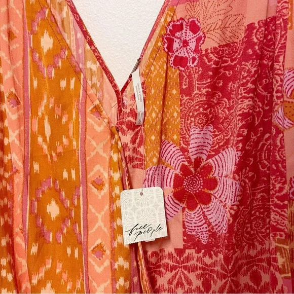 NWT Free People Tied To You Tank - Paisley Floral Cropped Blouse - Tie Strap - Picture 4 of 6